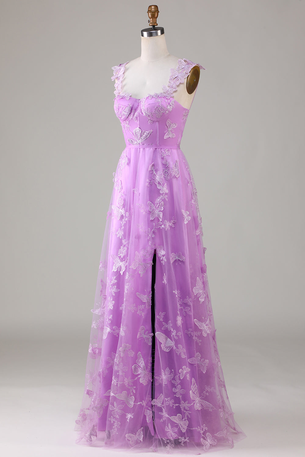 Zielony Długa Tiulowa Gorset Kształcie Litery A Sukienka Na Studniówkę z Motylem