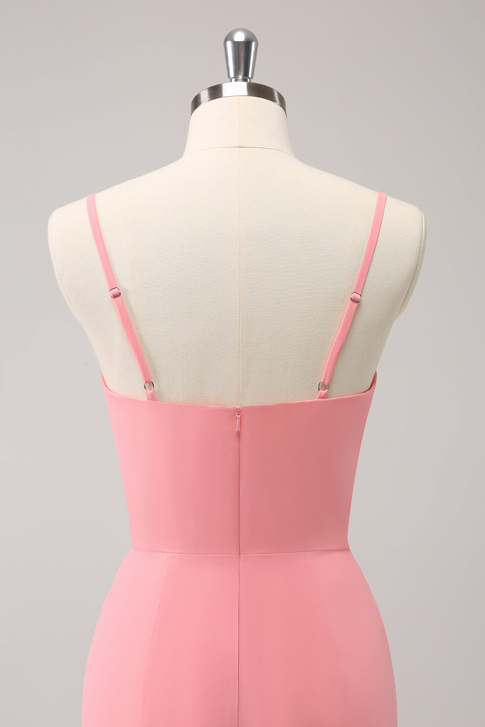 Różowe ramiączka spaghetti Syrenka Druhna Sukienka z falbankami