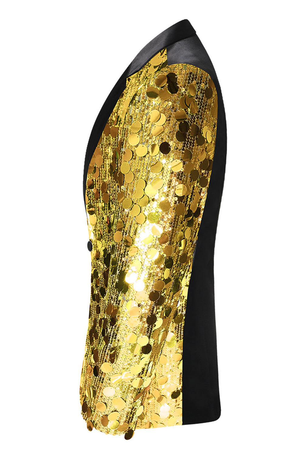 Błyszcząca Czarna Klapa Z Wycięciem Marynarka Męska Z Cekinami