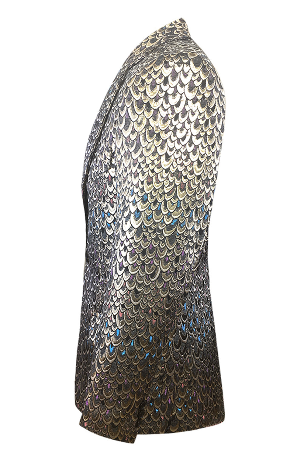 Złota Szalowy Kołnierz Marynarka Męska Z Haftem