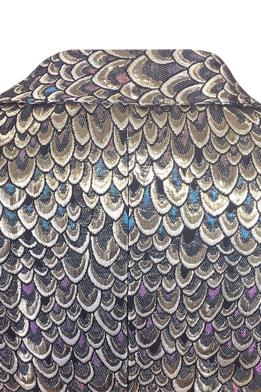 Złota Szalowy Kołnierz Marynarka Męska Z Haftem