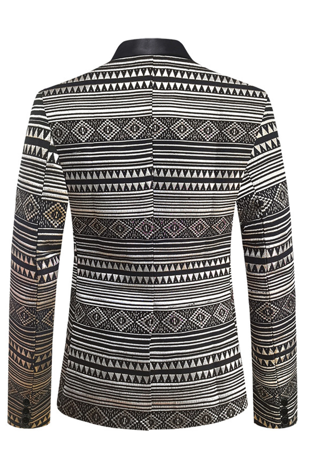 Czarna Biała Klapa Z Wycięciem Marynarka Męska