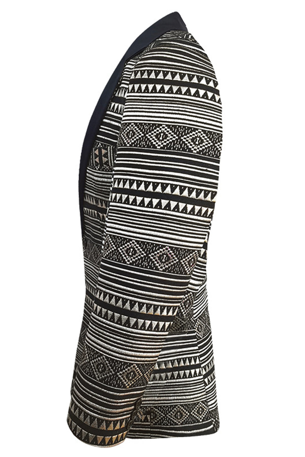 Czarna Biała Klapa Z Wycięciem Marynarka Męska