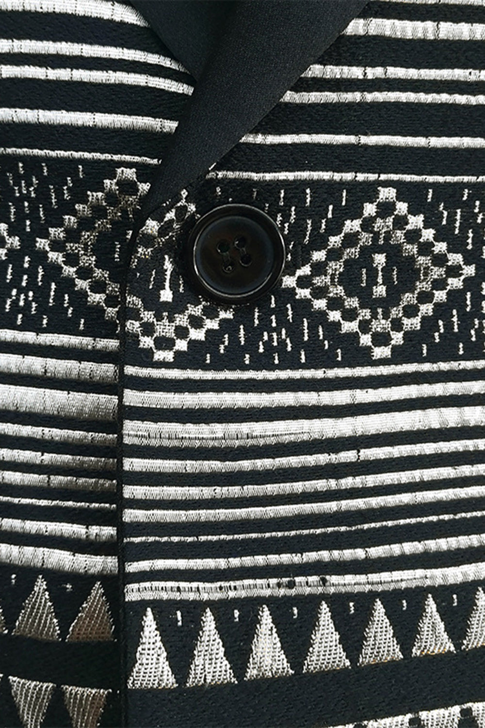 Czarna Biała Klapa Z Wycięciem Marynarka Męska