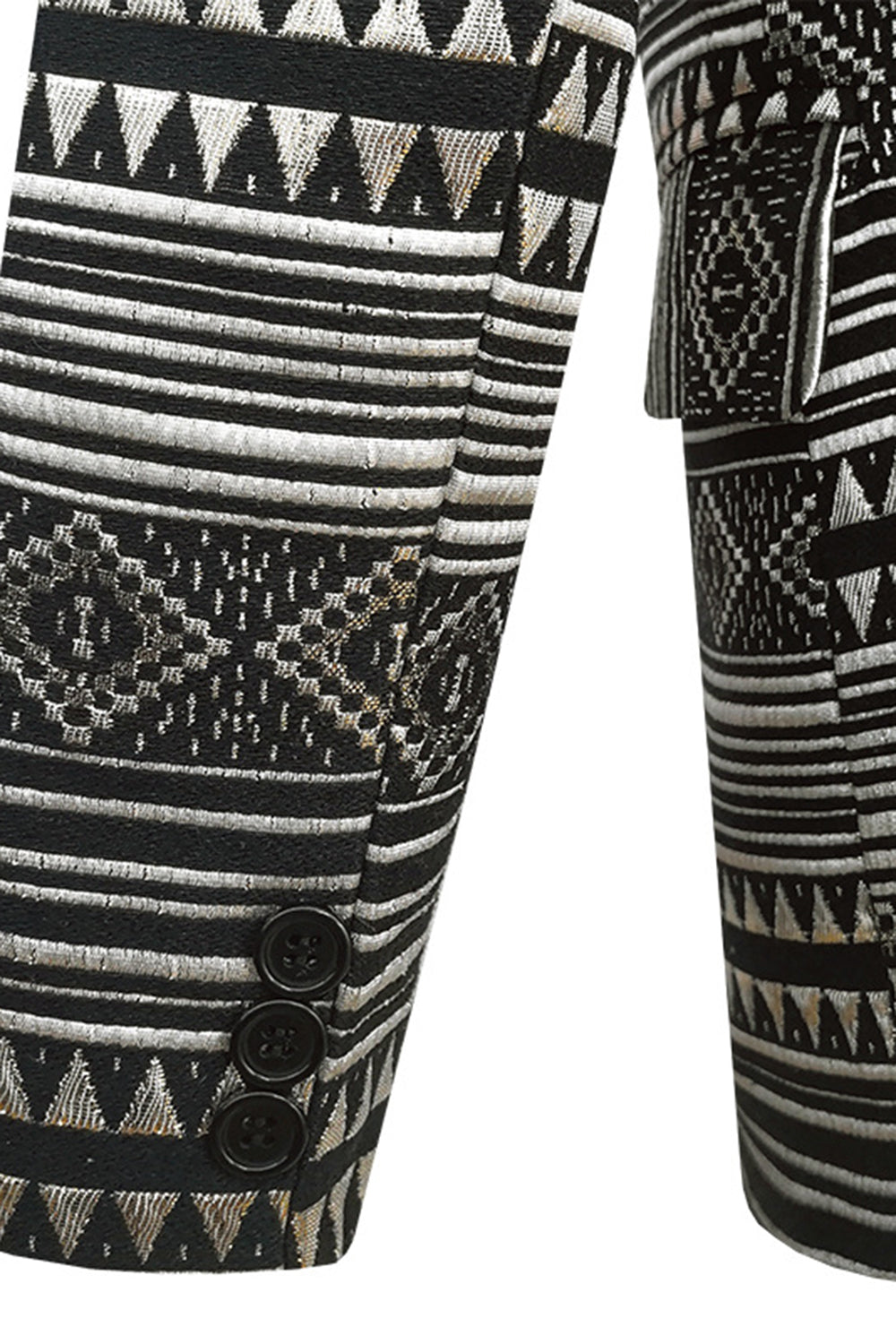 Czarna Biała Klapa Z Wycięciem Marynarka Męska