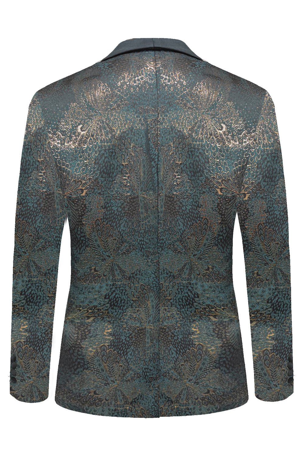 Ciemnoniebieska Żakardowa Szal Z Klapami Marynarka Męska