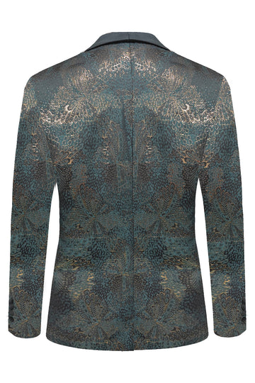 Ciemnoniebieska Żakardowa Szal Z Klapami Marynarka Męska