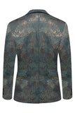 Ciemnoniebieska Żakardowa Szal Z Klapami Marynarka Męska