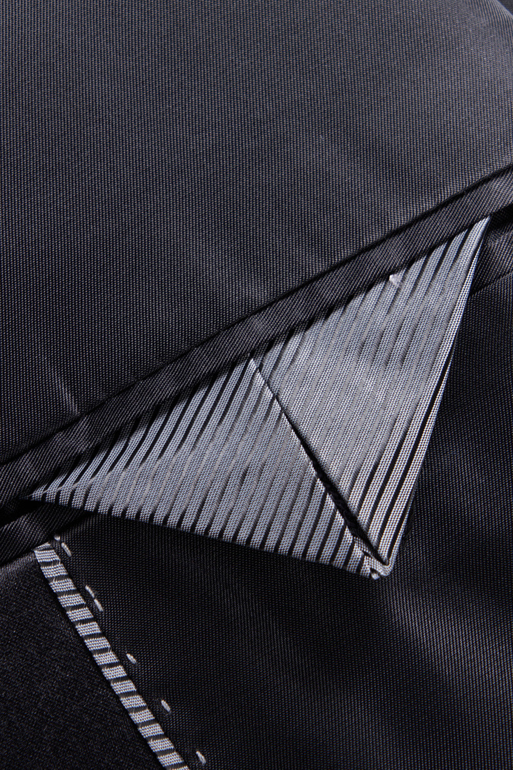 Granatowa Męska Marynarka Wizytowa Z Nadrukiem