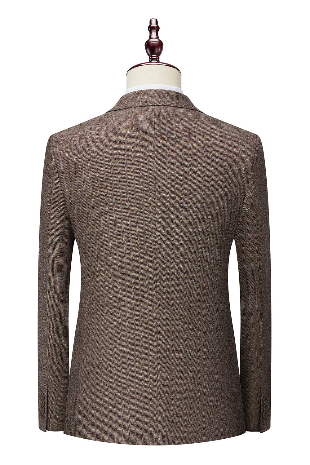 Brązowy 3-częściowy garnitur męski Slim Fit Garnitur drużbów