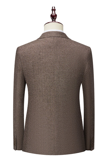 Brązowy 3-częściowy garnitur męski Slim Fit Garnitur drużbów