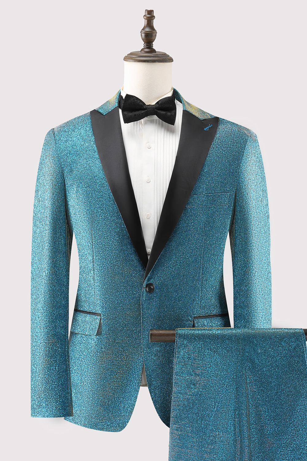 Peacock Blue 2-częściowe klapy z jednym guzikiem Męskie garnitury balowe
