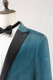 Peacock Blue 2-częściowe klapy z jednym guzikiem Męskie garnitury balowe