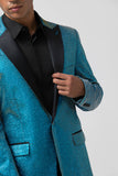 Peacock Blue Peak Lapel One Button 2-częściowe męskie garnitury balowe
