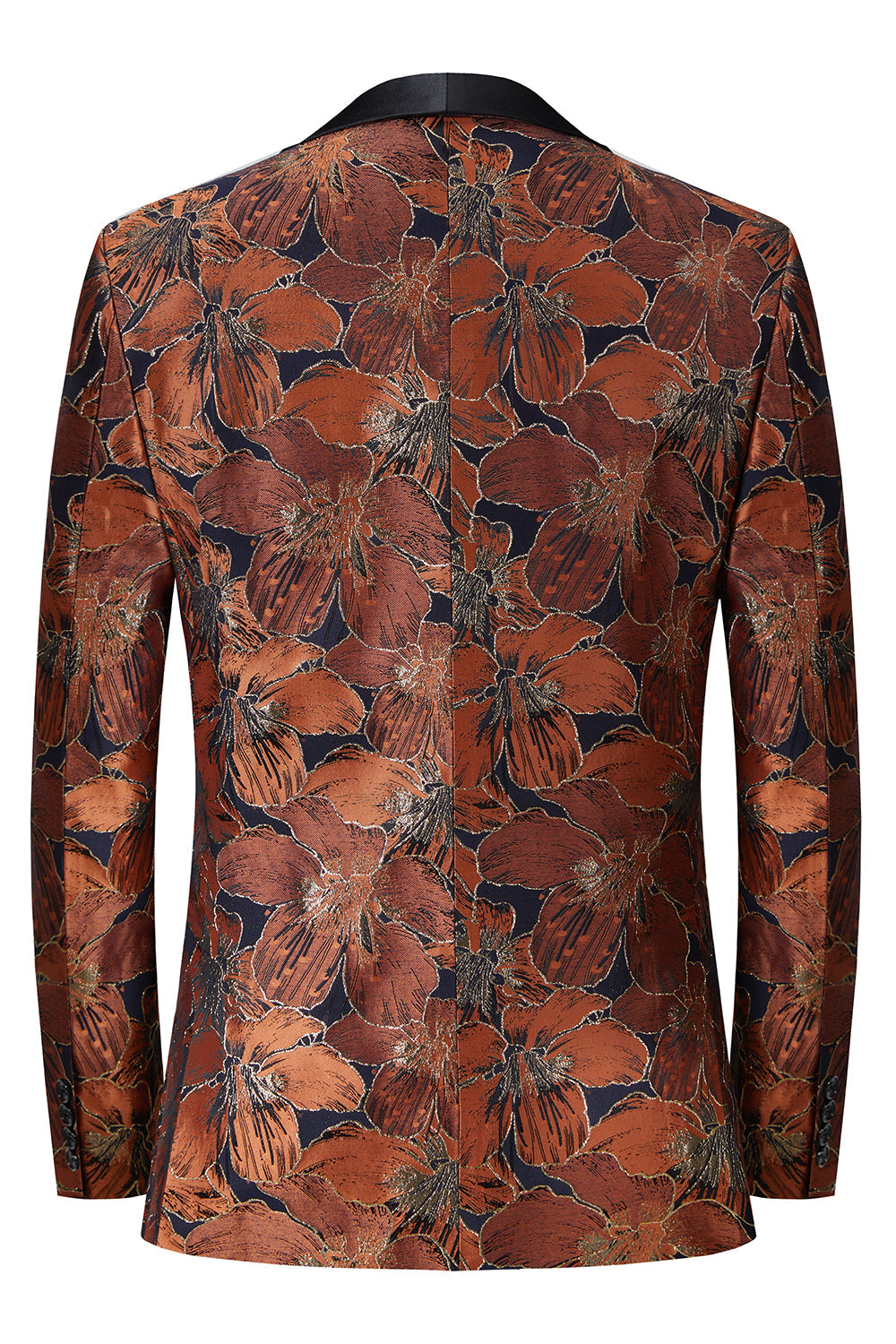 Brązowy Żakardowy Szal Z Klapami Męskie 2-Częściowe Garnitury