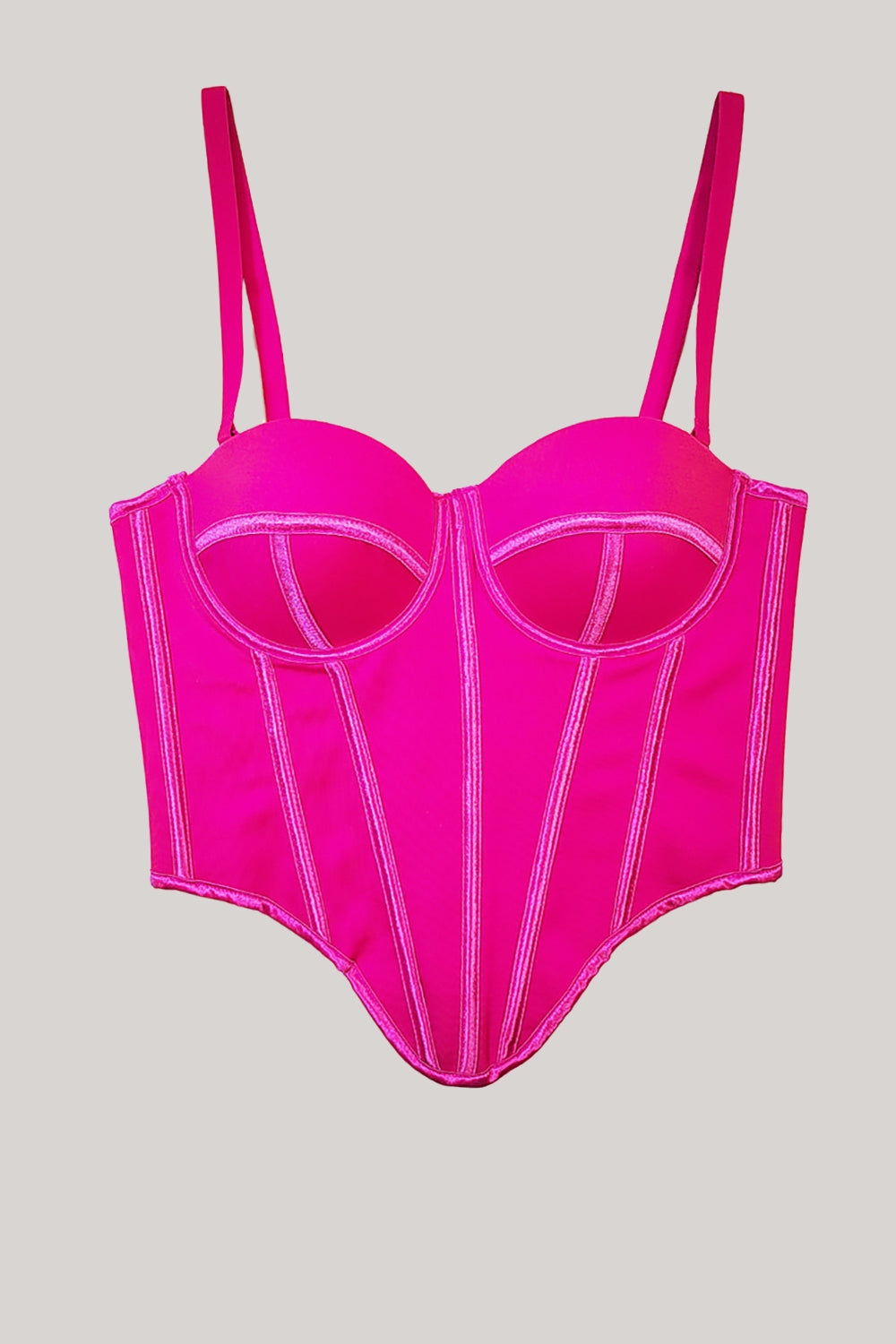 Różowe ramiączka spaghetti Asymetryczny dół Gorset Top