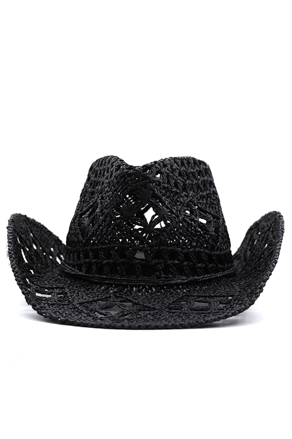 Morelowy dzianiny Zachodni kowbojski kapelusz Słomkowy kapelusz Hollow Out Sunhat