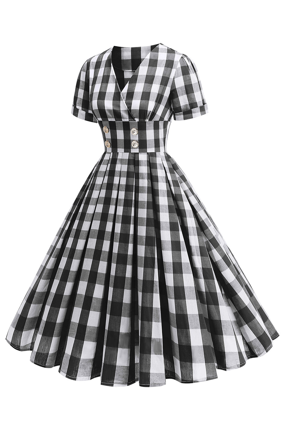 sukienka w kratę w szpic w stylu vintage z lat 1950.