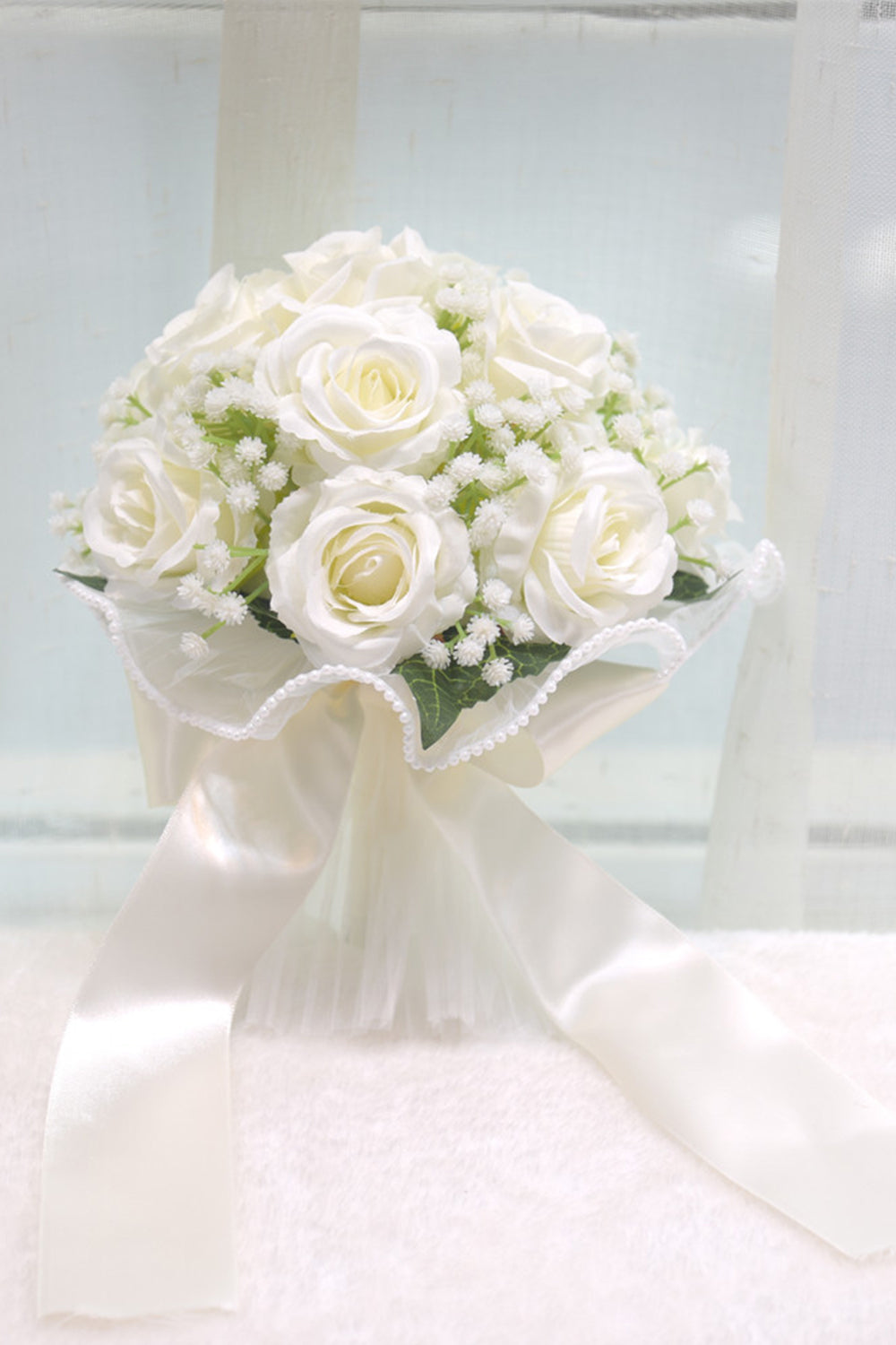 Bukiet Różowych Sztucznych Róż Na Ślub