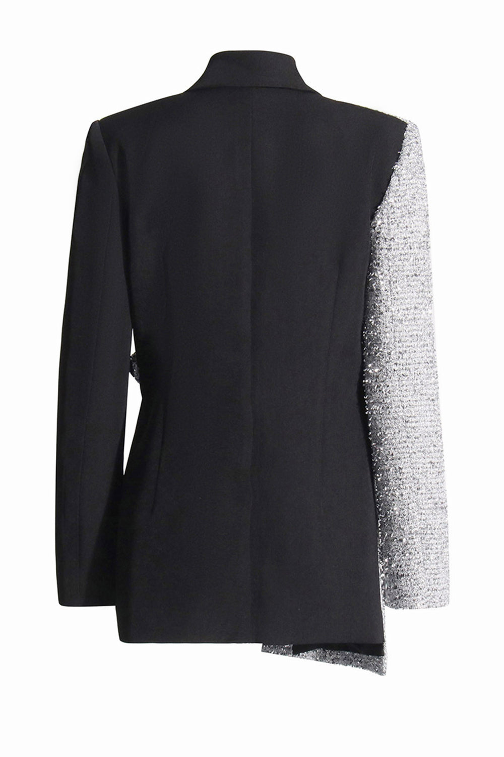 Srebrna Klapa Z Klapami Dopasowany Krój Damska Marynarka