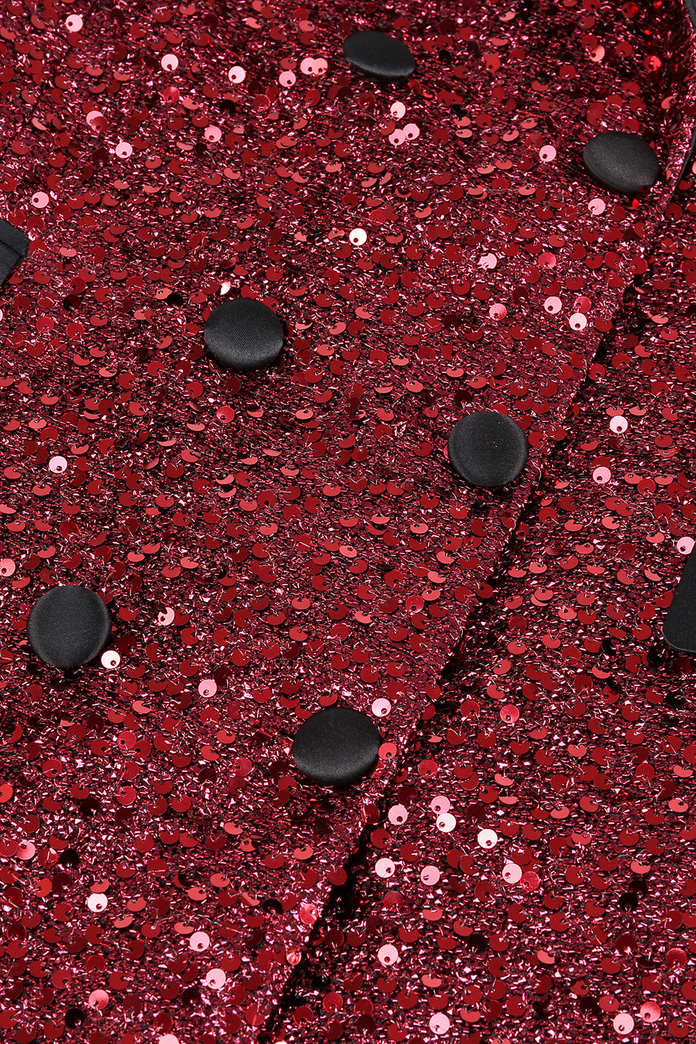 Błyszcząca bordowa marynarka damska bodycon maxi