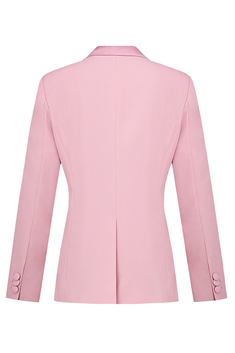 Różowy Dwurzędowy 2-Częściowy Garnitur Damski