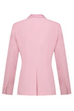 Różowy Dwurzędowy 2-Częściowy Garnitur Damski