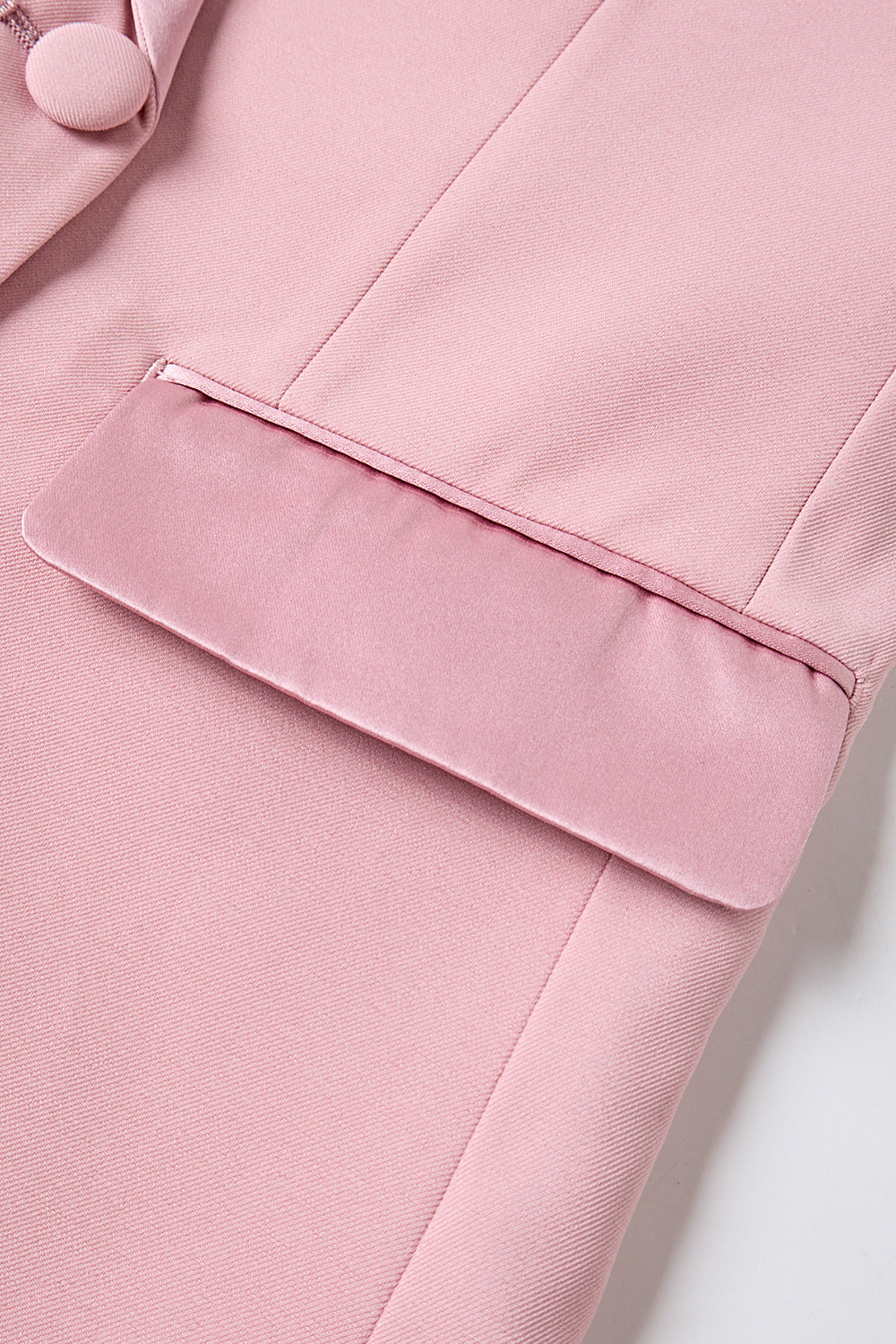 Różowy Dwurzędowy 2-Częściowy Garnitur Damski