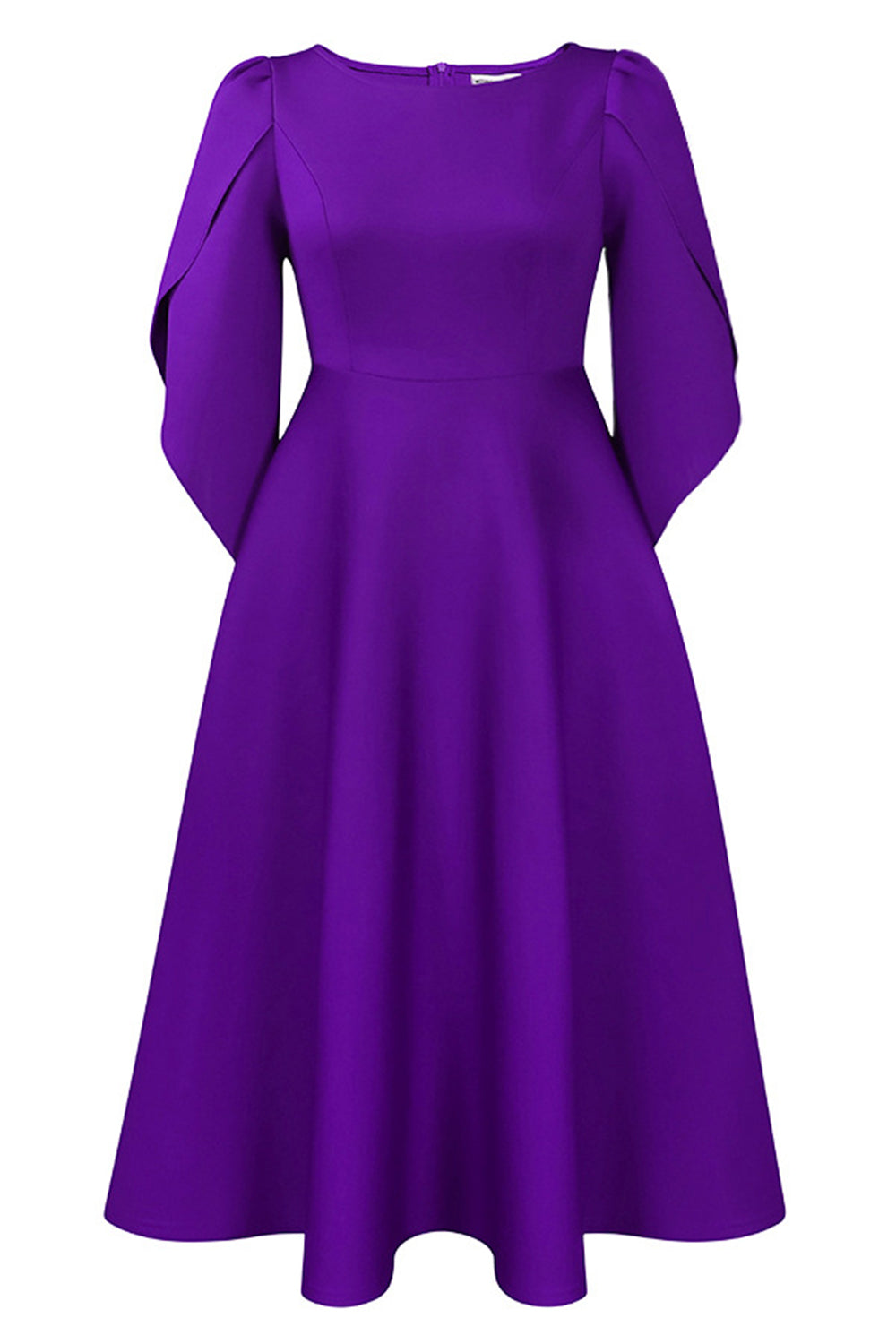 Modna elegancka sukienka Royal Blue A Line Solid Swing z półrękawami