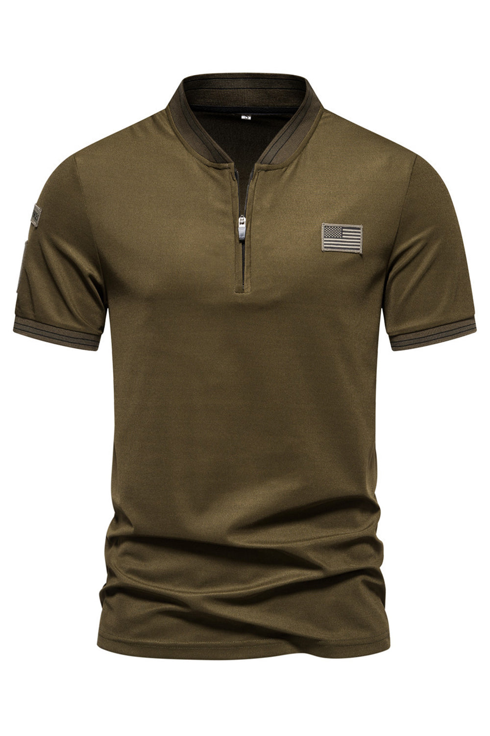 Granatowa bawełniana koszulka polo z krótkim rękawem i zamkiem błyskawicznym