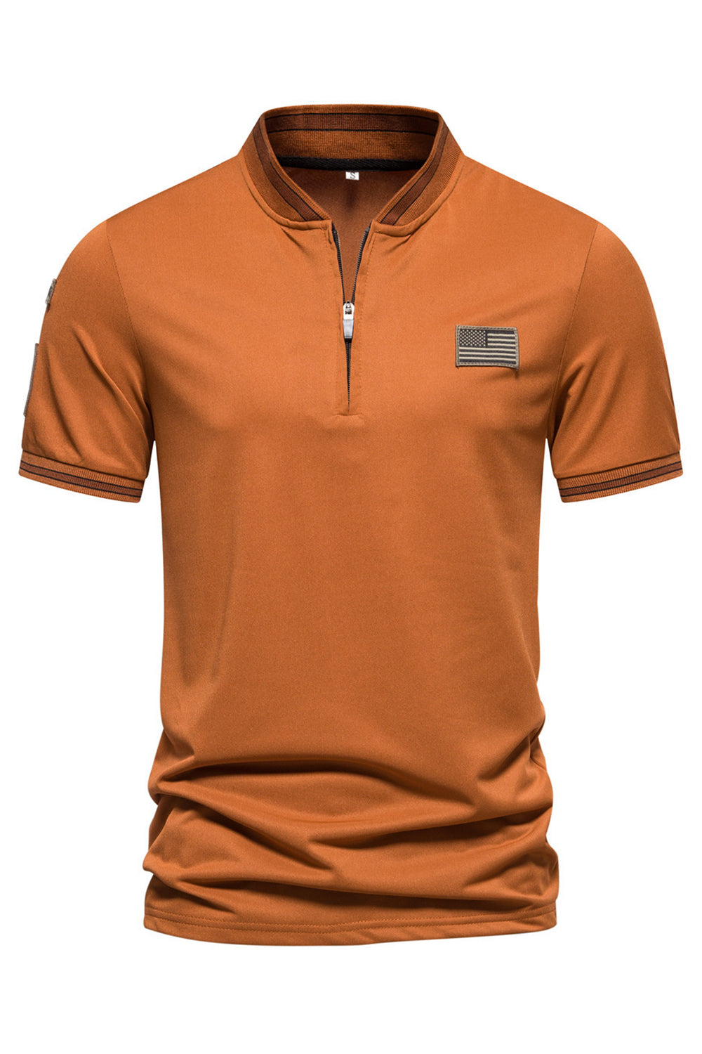 Granatowa bawełniana koszulka polo z krótkim rękawem i zamkiem błyskawicznym