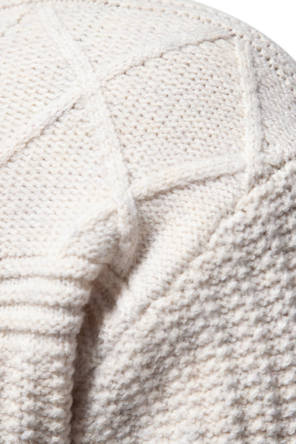 Biały męski sweter z okrągłym dekoltem i