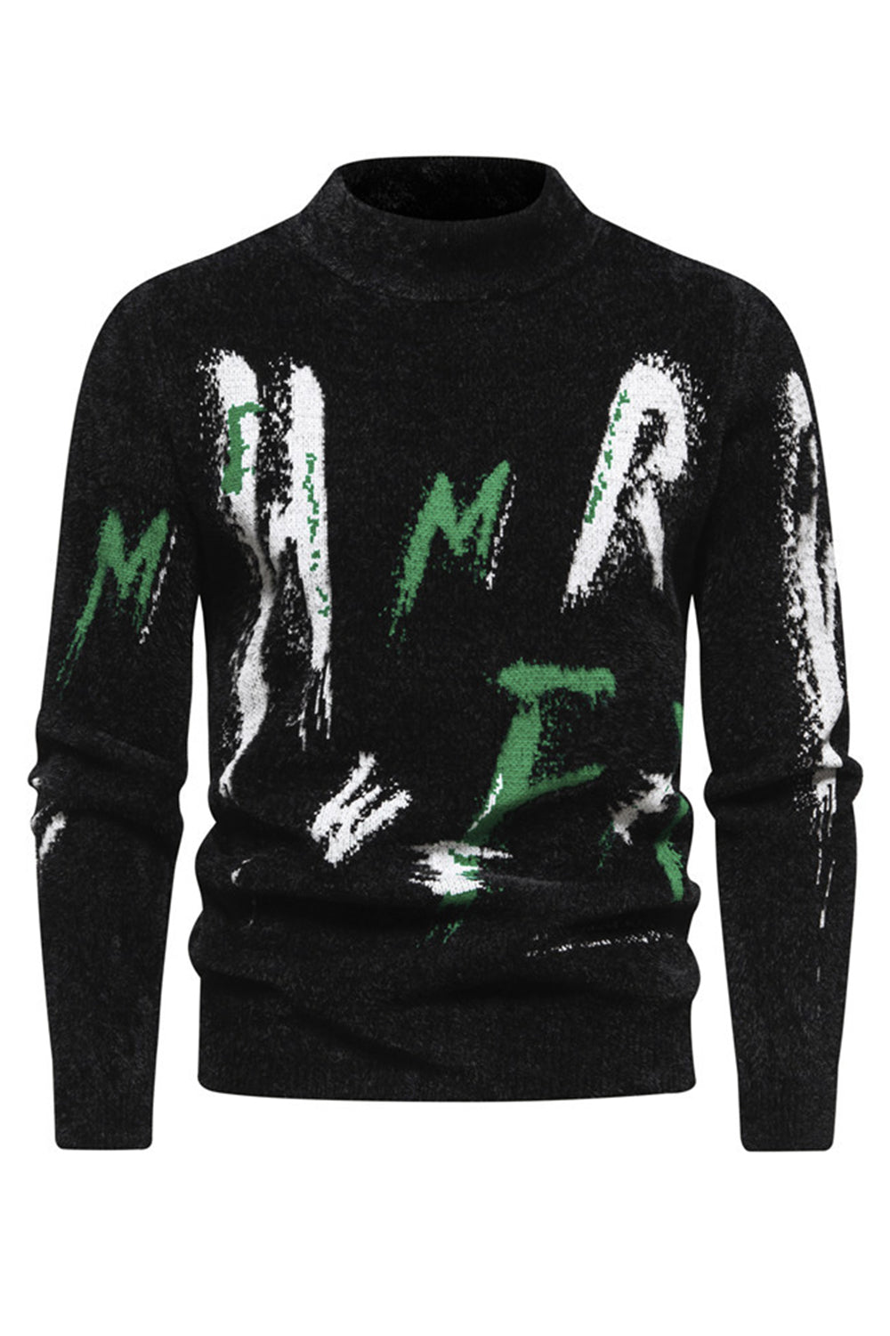 Biały męski sweter z okrągłym dekoltem Slim Fit