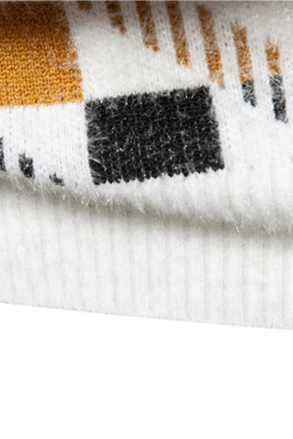 Męski biały sweter z nadrukiem z okrągłym dekoltem