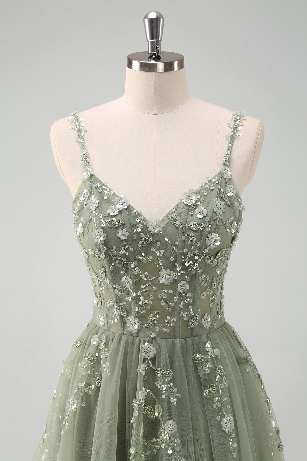 Błyszcząca Zielony Gorset Długa Tiulowe Sukienki Na Studniówke W Róże