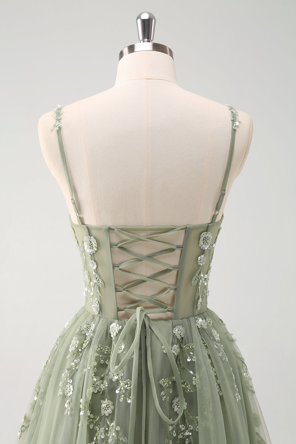 Błyszcząca Zielony Gorset Długa Tiulowe Sukienki Na Studniówke W Róże