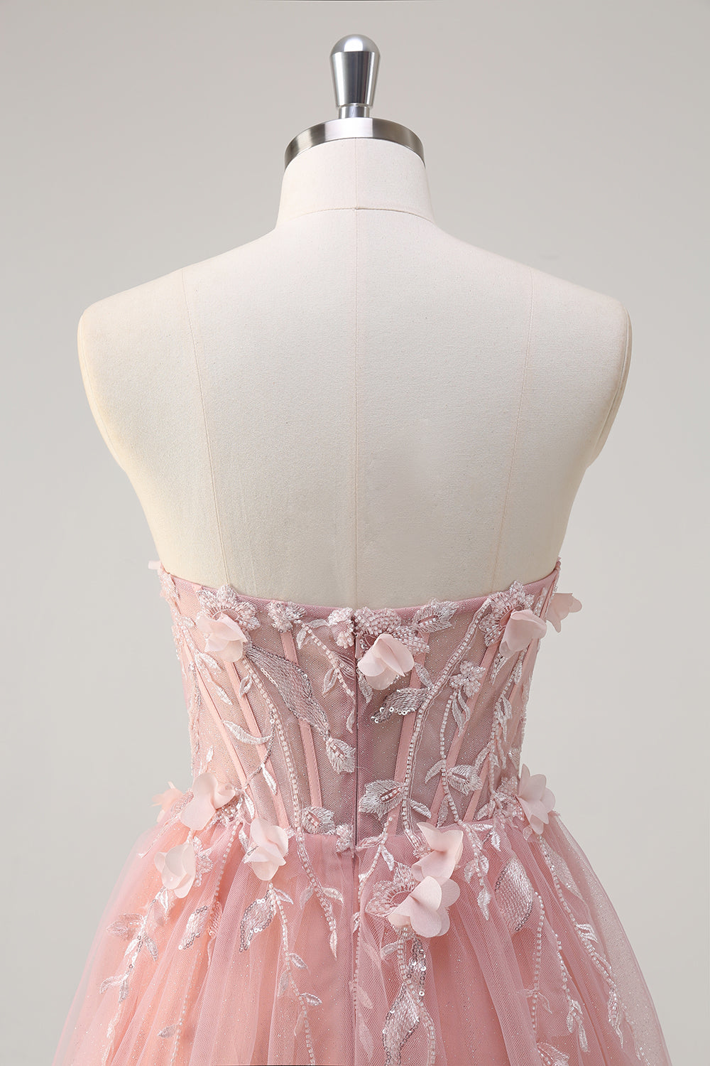 Błyszcząca Różowa Kwiat Księżniczkowa Gorset Sukienka Na Studniówkę z Koralikami