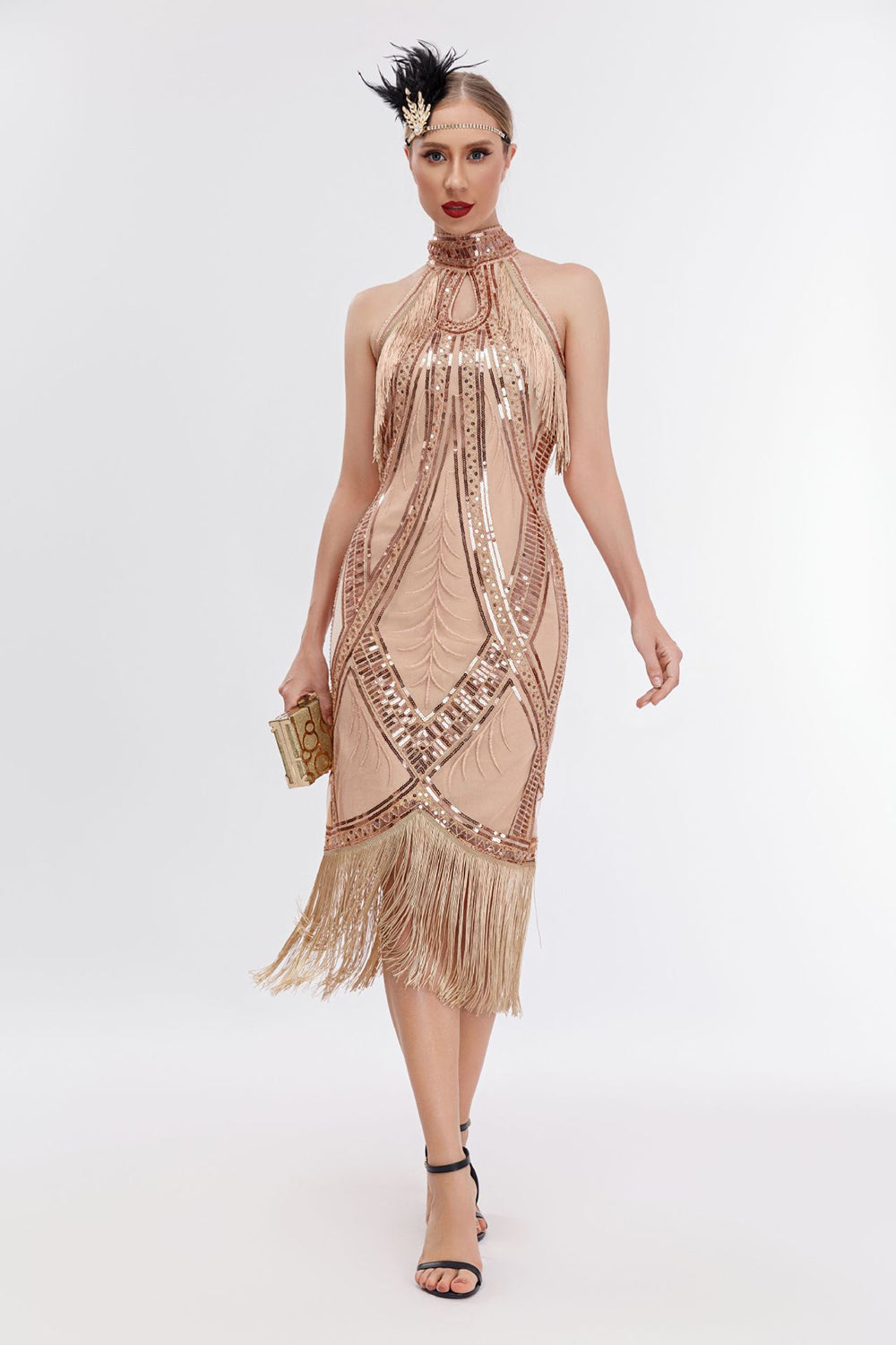 Sukienka Champagne Halter 1920 z cekinami