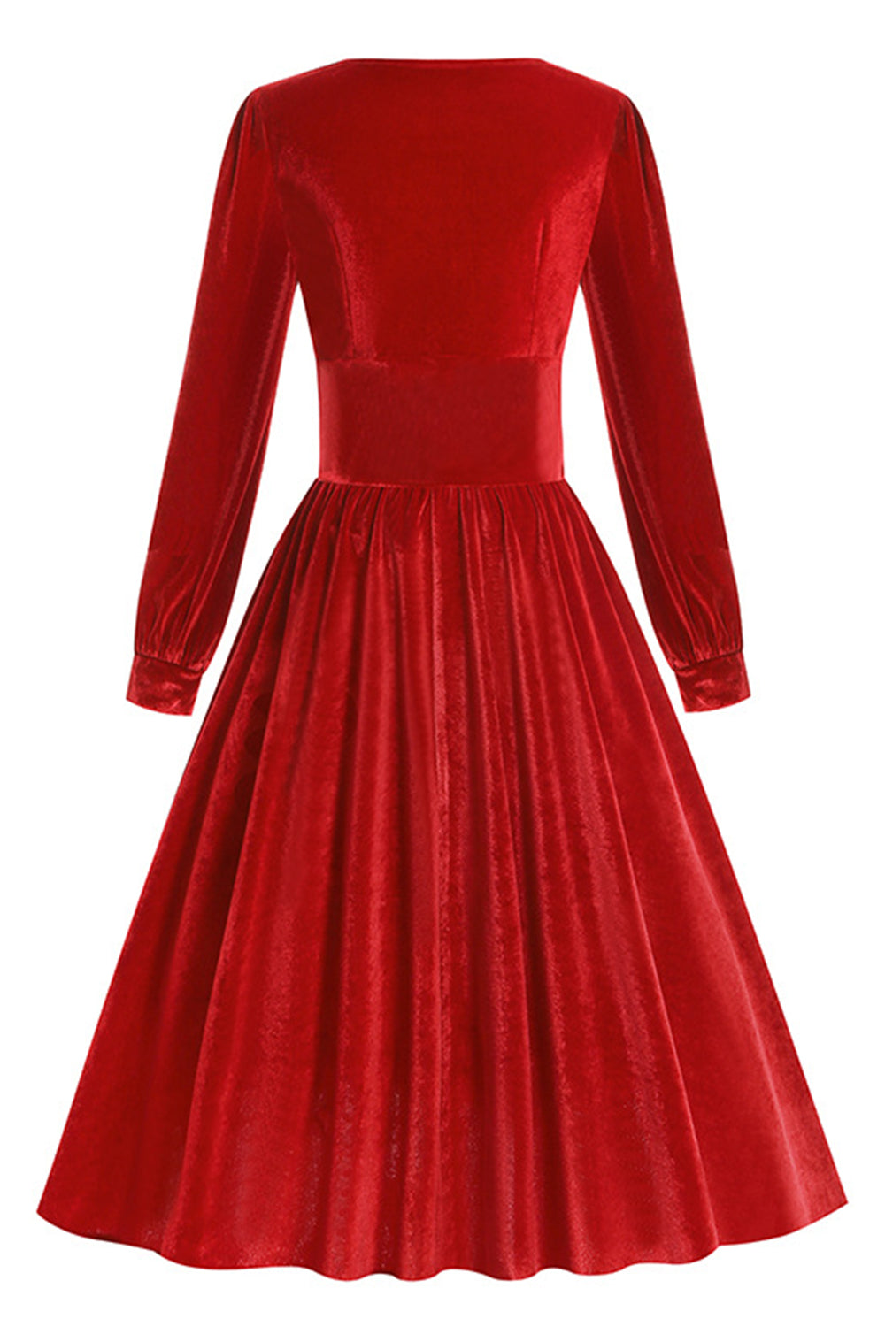 Plisowana Sukienka Z Długimi Rękawami W Stylu Vintage Z Lat 1950.