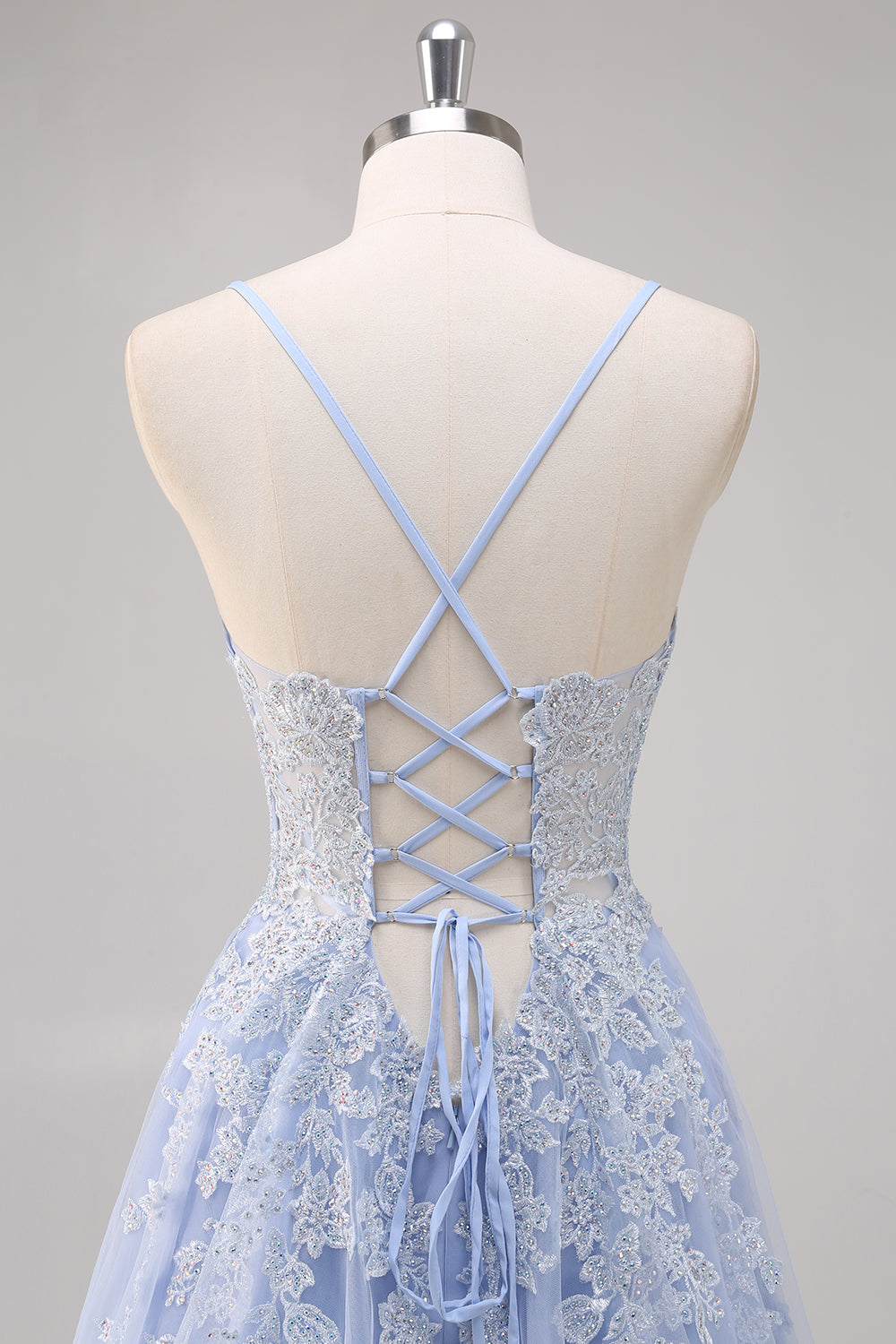 Lawenda Cienkich Ramiączkach Tiulowe Księżniczkowa Sukienki Na Studniówke z Rozcięciem