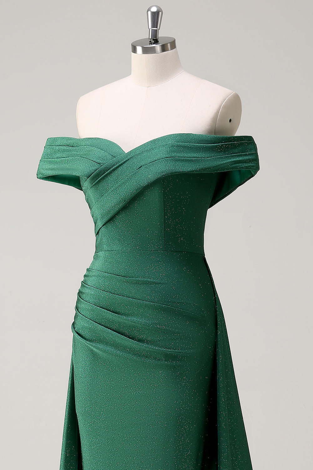 Brokat Ciemnozielona Sukienka Na Studniówkę Syrenka z Odkrytymi Ramionami