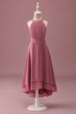 Desert Rose Halter Szyfon High Low Junior Sukienka dla druhen