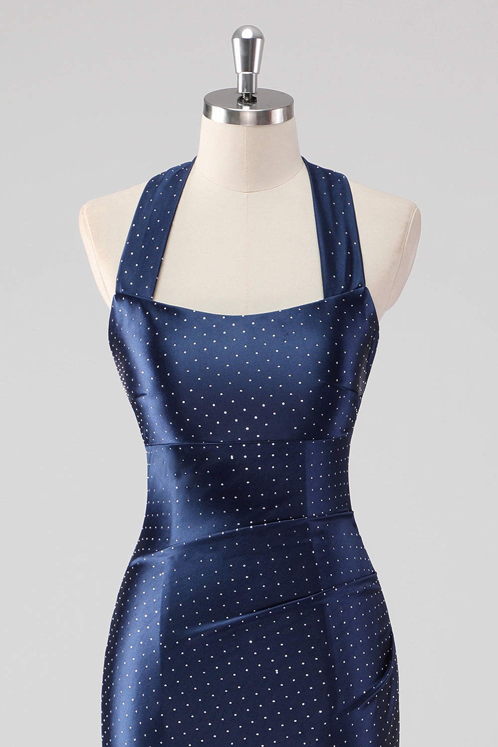 Granatowa Halter Beaded Mermaid Ruffles Długa Formalna Sukienka