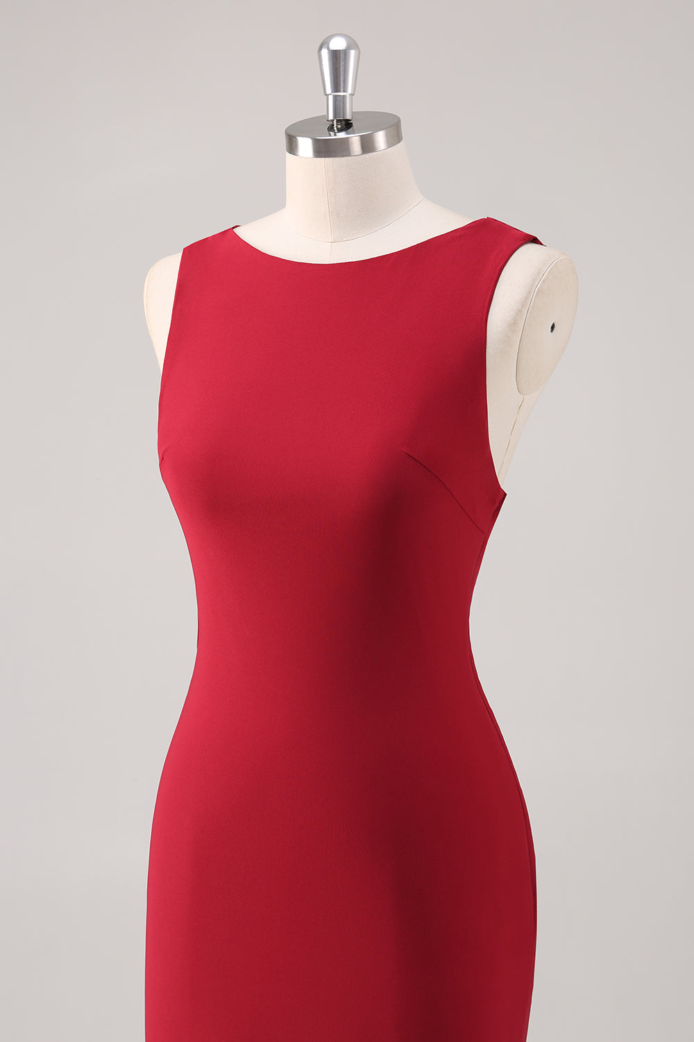 Bordowa syrenka satynowa sukienka wizytowa