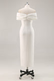 Biały Ołówkowe Asymetryczny Długa Sukienka na Półmetek z Rozcięciem