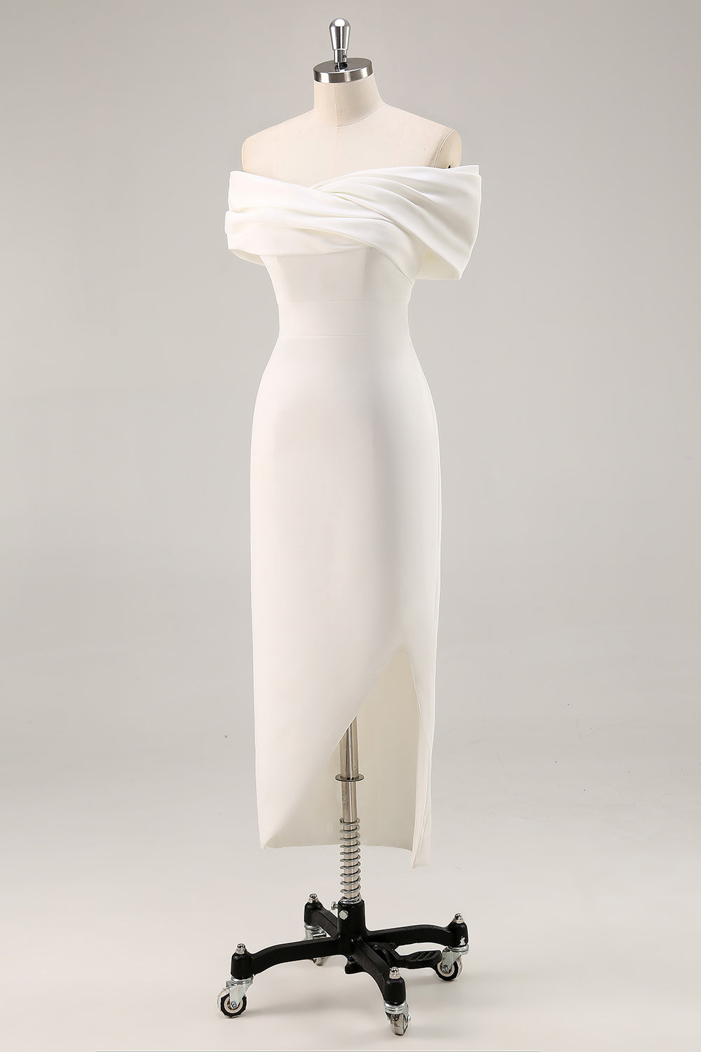 Biały Ołówkowe Asymetryczny Długa Sukienka na Półmetek z Rozcięciem