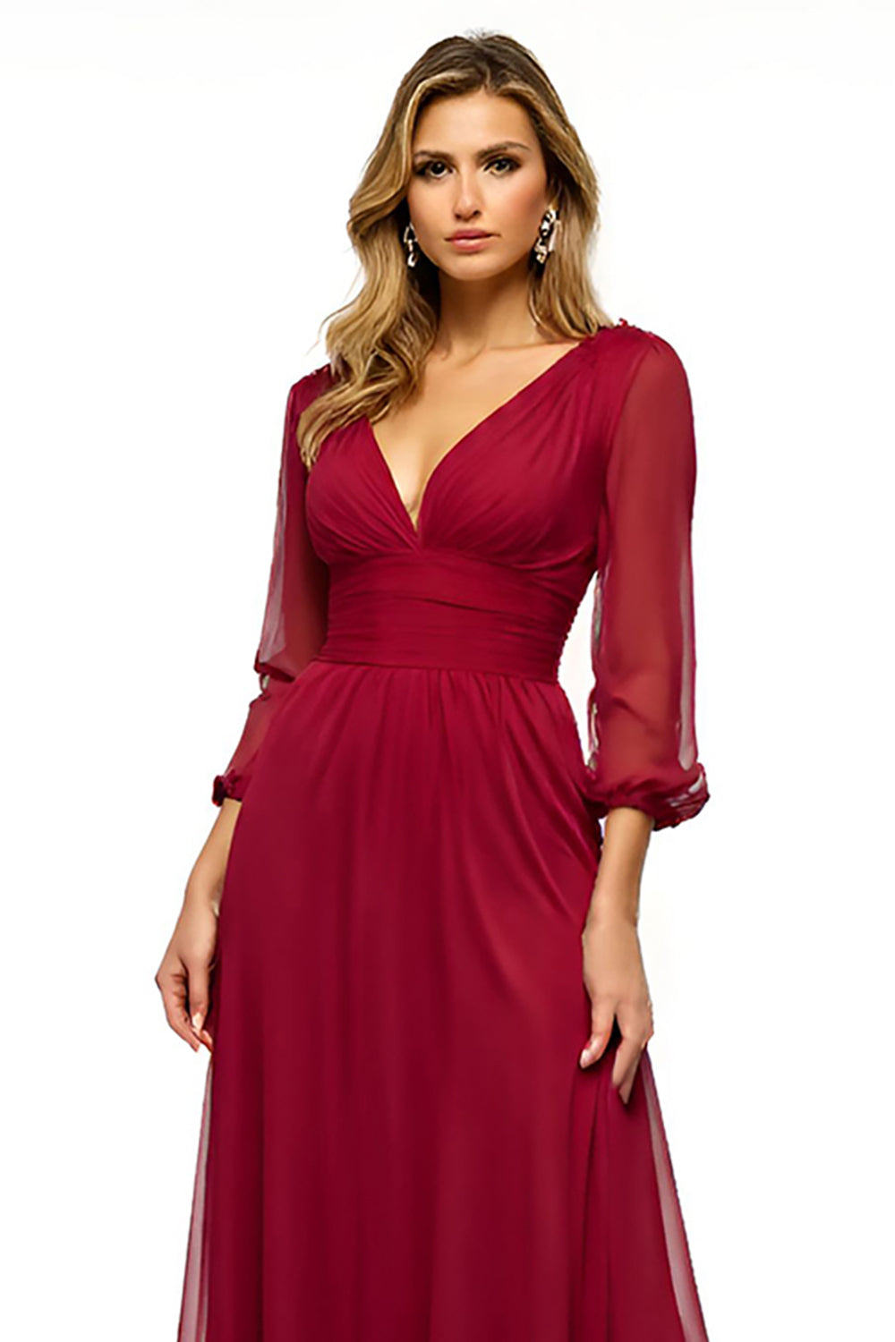 Burgundia Kształcie Litery A Szyfon Długa Sukienka Na Wesele