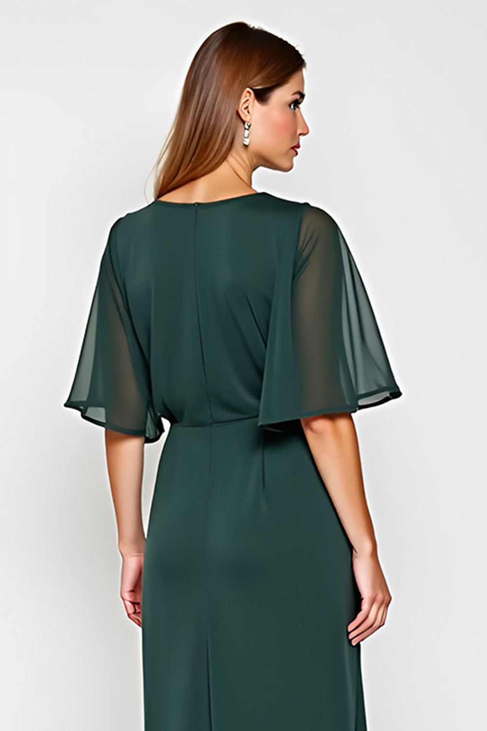 Sosnowa osłona Szufelka Pół Rękawów Szyfonowa sukienka dla matki panny młodej z aplikacjami