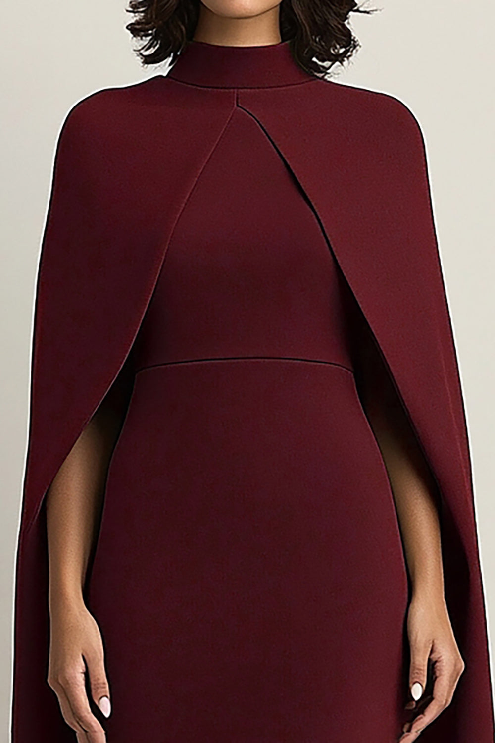Bordowa sukienka formalna Midi Cape