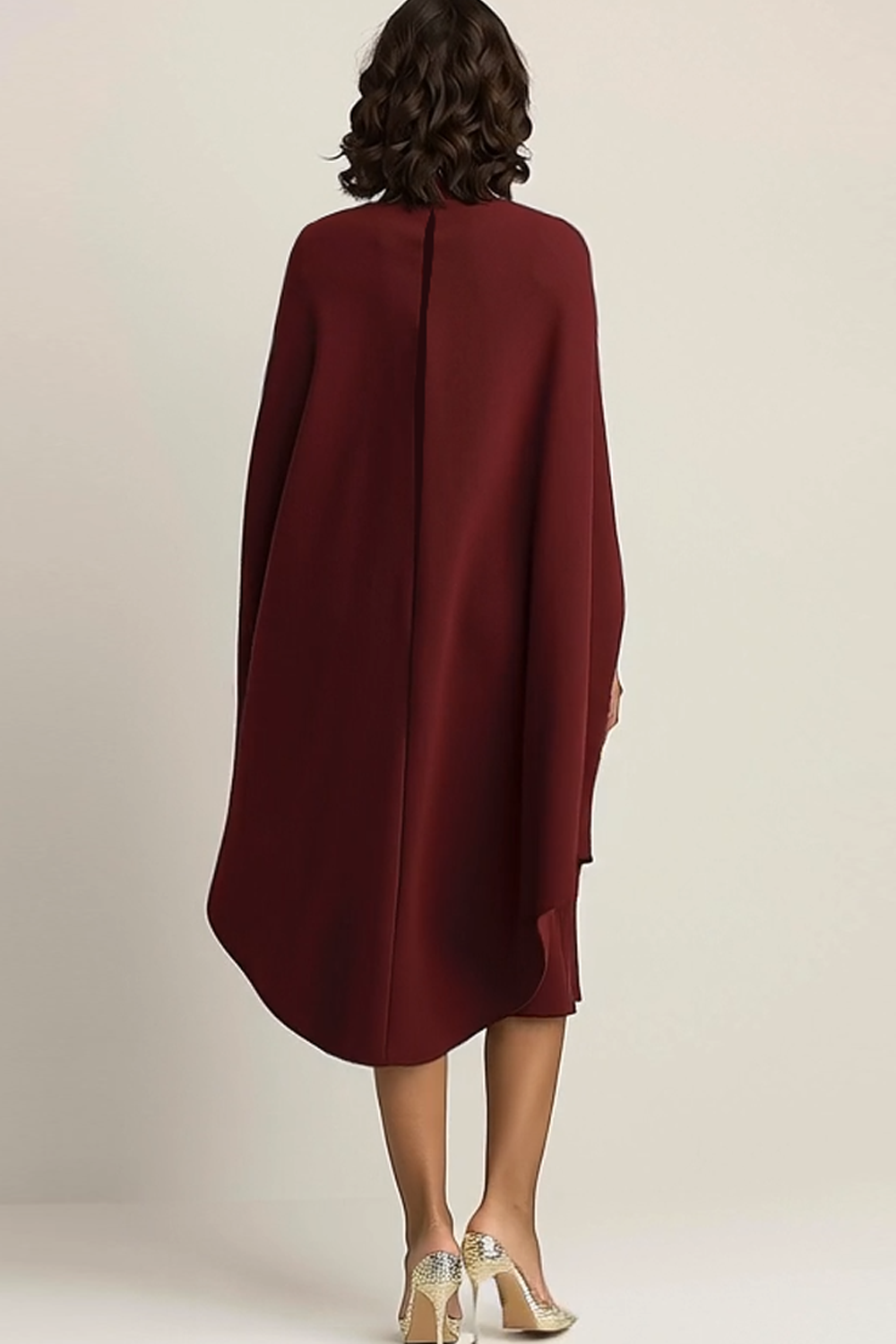 Bordowa sukienka formalna Midi Cape
